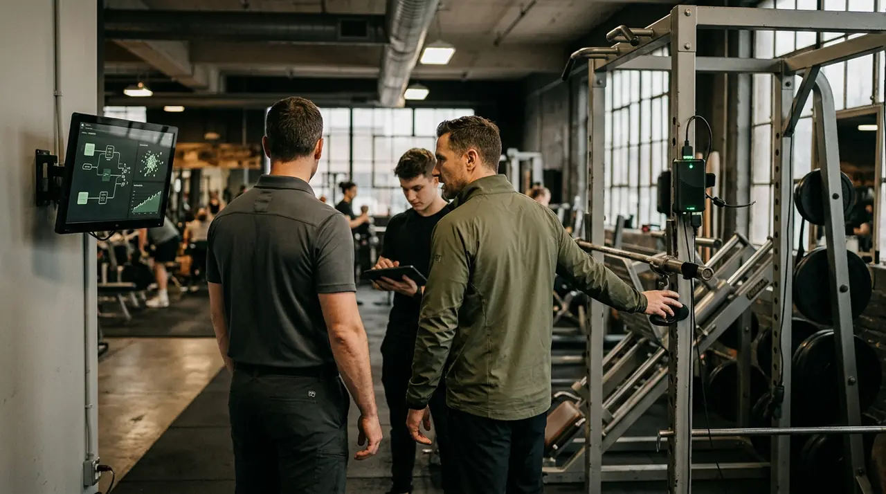 Retrofitted resistance equipment being installed in a live training facility